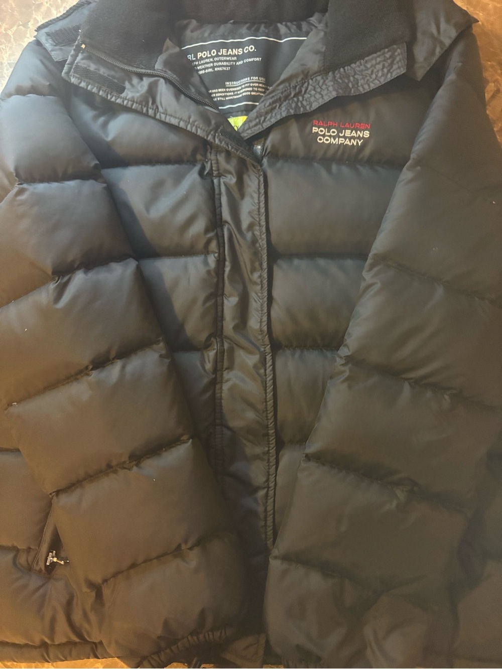 Vintage Ralph Lauren Polo Black Quilted Down Puffer Jacket